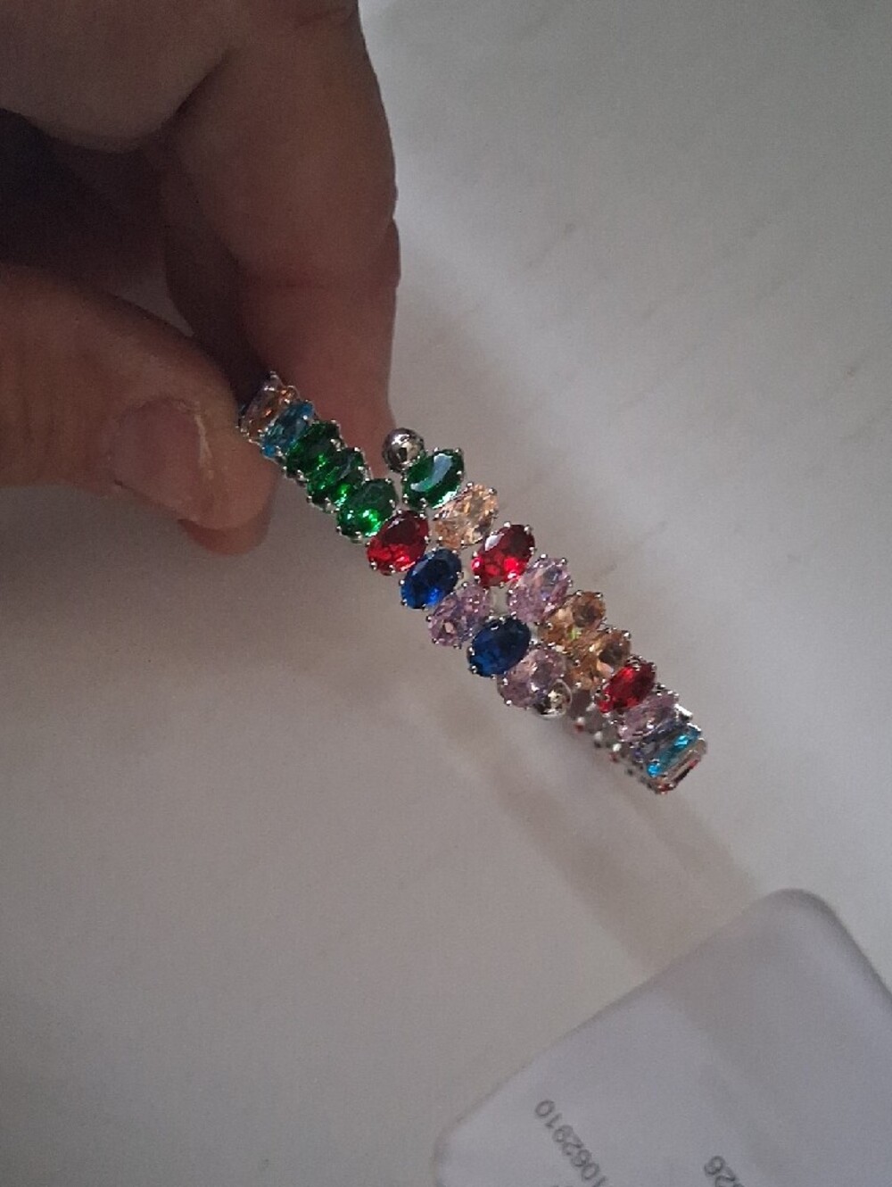 Multi-Colored Gemstone Tennis Bracelet - Women Jewelry.BANGLE.NWT - Picture 5 of 8